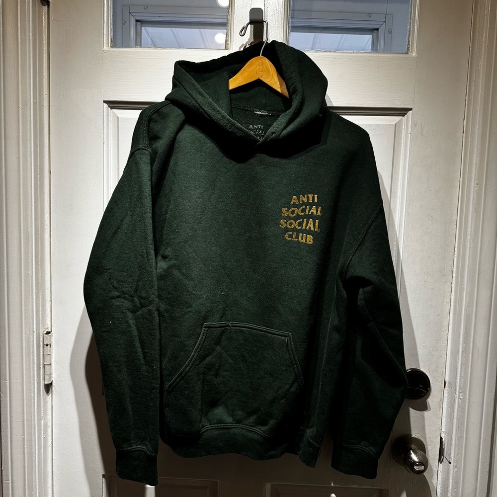 Anti Social Social Club Dark Green Hoodie with Gold Logo